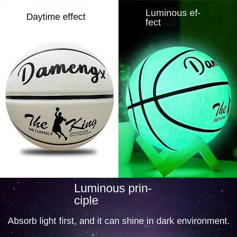 Radiant Bounce Luminous Basketball – PU Leather, Wear-Resistant, Non-Slip Outdoor Ball