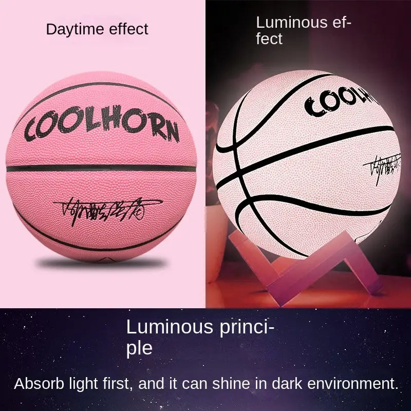 Radiant Bounce Luminous Basketball – PU Leather, Wear-Resistant, Non-Slip Outdoor Ball