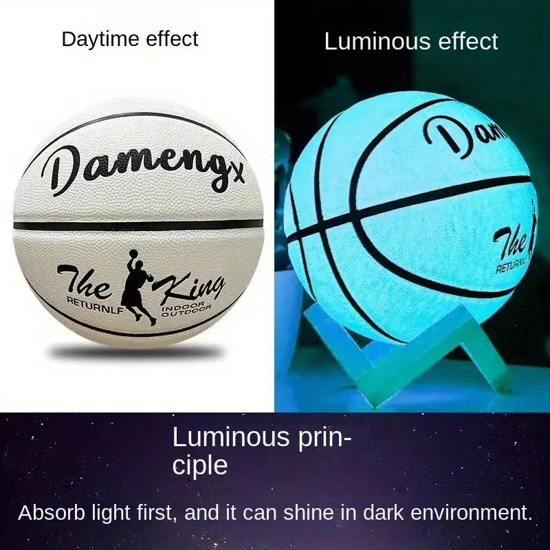 Radiant Bounce Luminous Basketball – PU Leather, Wear-Resistant, Non-Slip Outdoor Ball