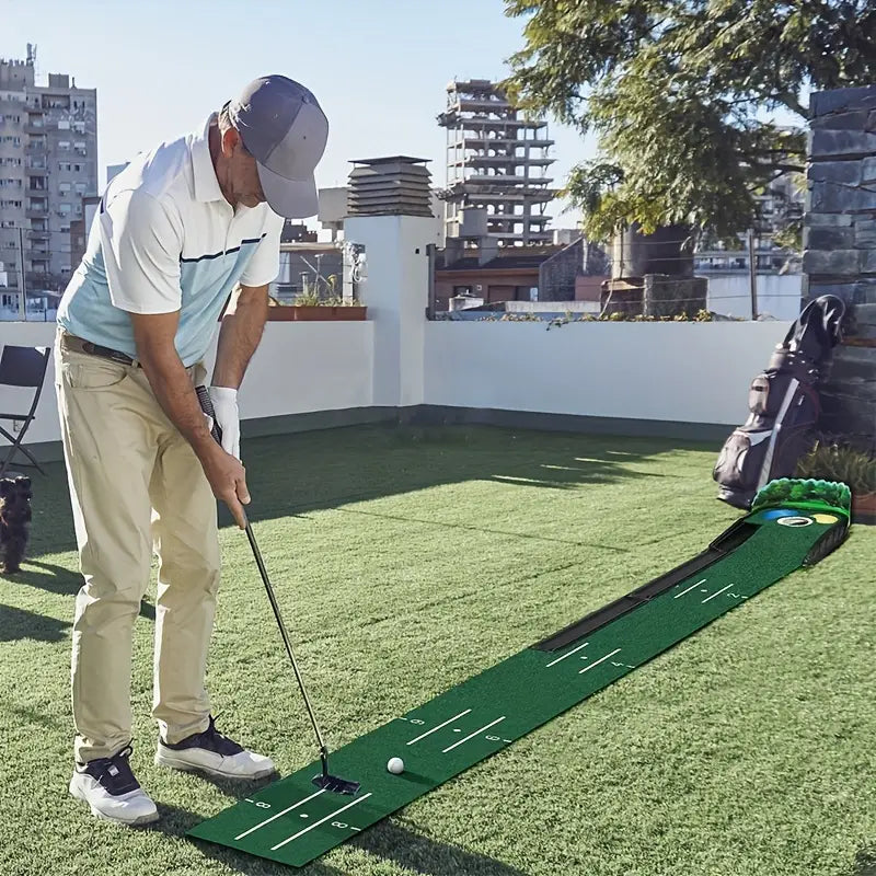 PuttMaster Pro – Indoor Golf Putting Mat with Automatic Ball Return