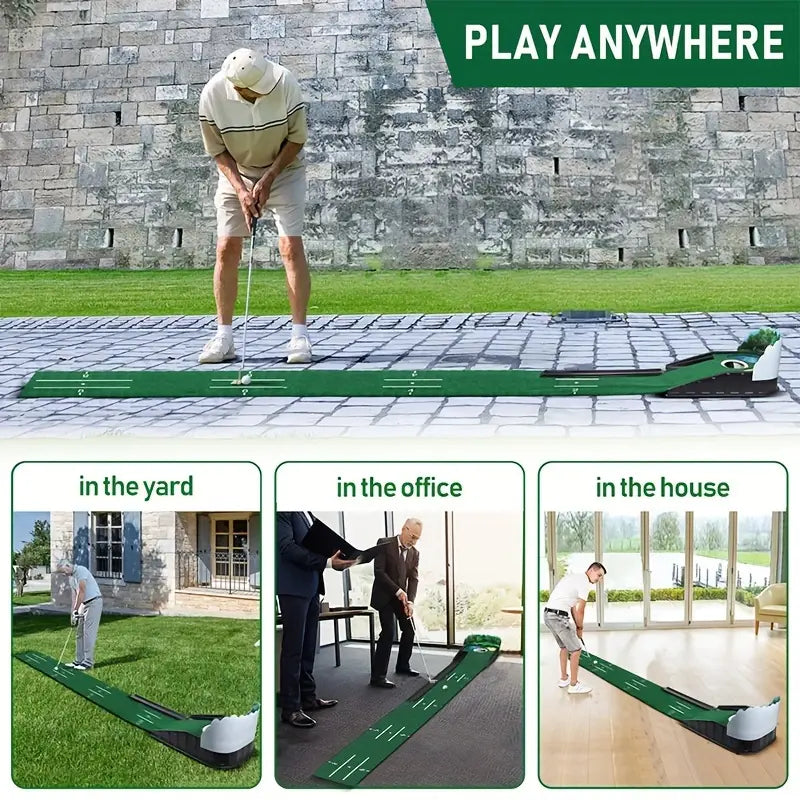 PuttMaster Pro – Indoor Golf Putting Mat with Automatic Ball Return