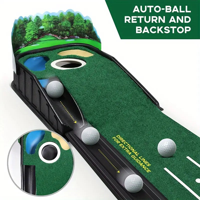 PuttMaster Pro – Indoor Golf Putting Mat with Automatic Ball Return