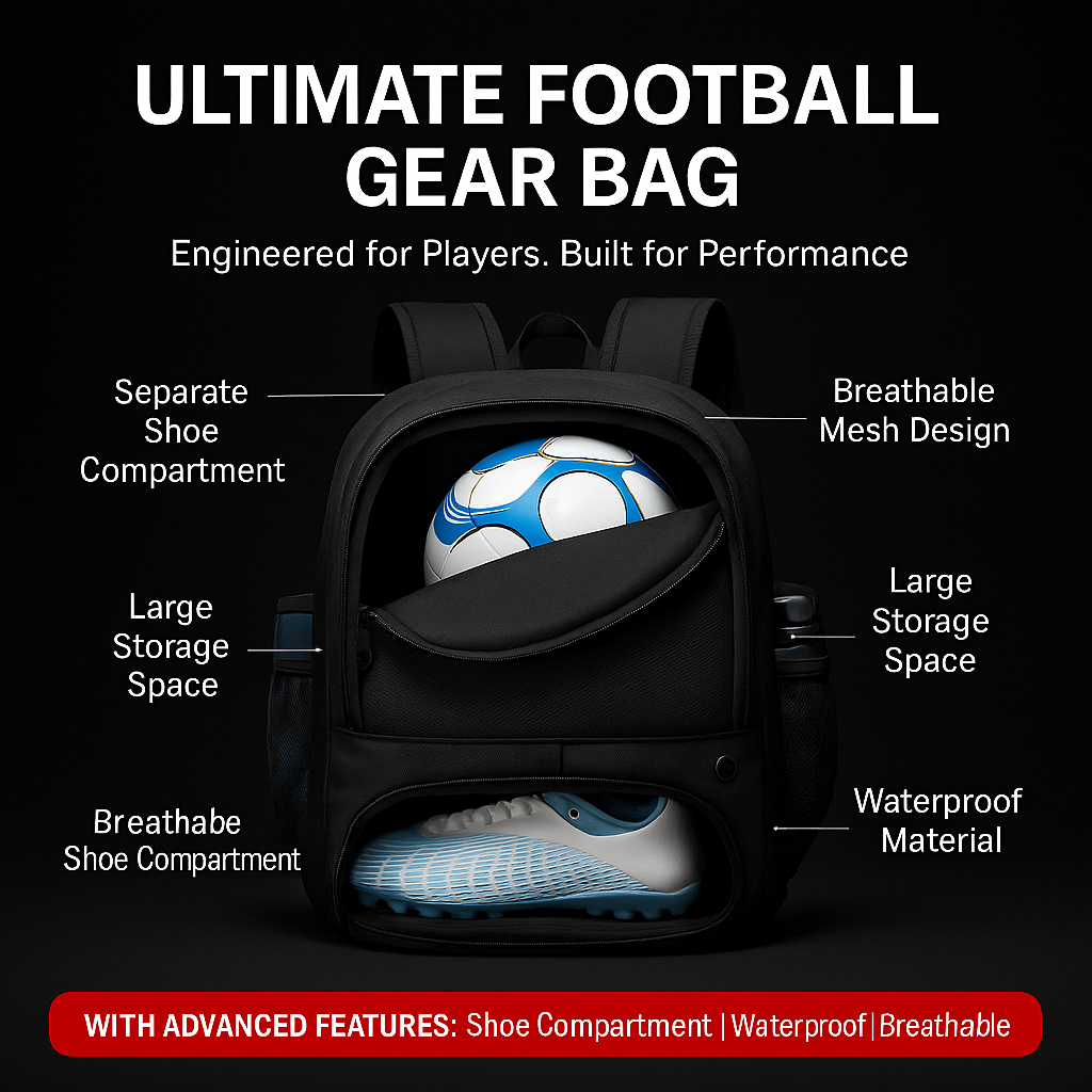 Sportura Pro – Football Backpack with Separate Shoe Compartment