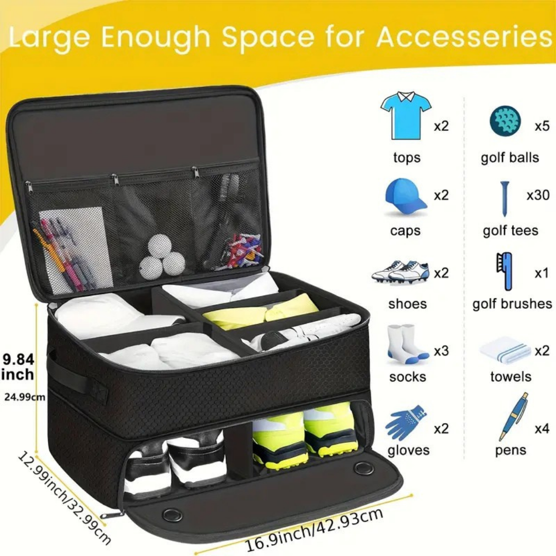 FairwayVault Golf Trunk Organizer – Waterproof 2-Layer Storage Bag