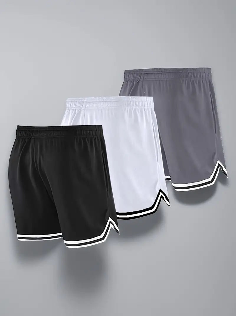 HoopStride 3-Pack Men’s Basketball Shorts – Breathable & Zippered