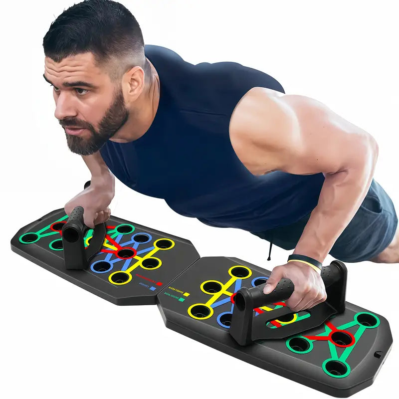 CoreGrid 28 Push Up Board with Resistance Bands – Full Body Home Workout System
