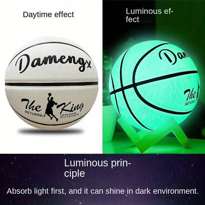 Radiant Bounce Luminous Basketball – PU Leather, Wear-Resistant, Non-Slip Outdoor Ball