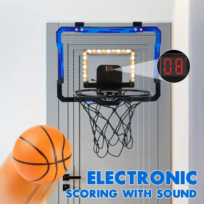 HoopBlaze Mini Basketball Arcade – LED Over-Door Hoop Set