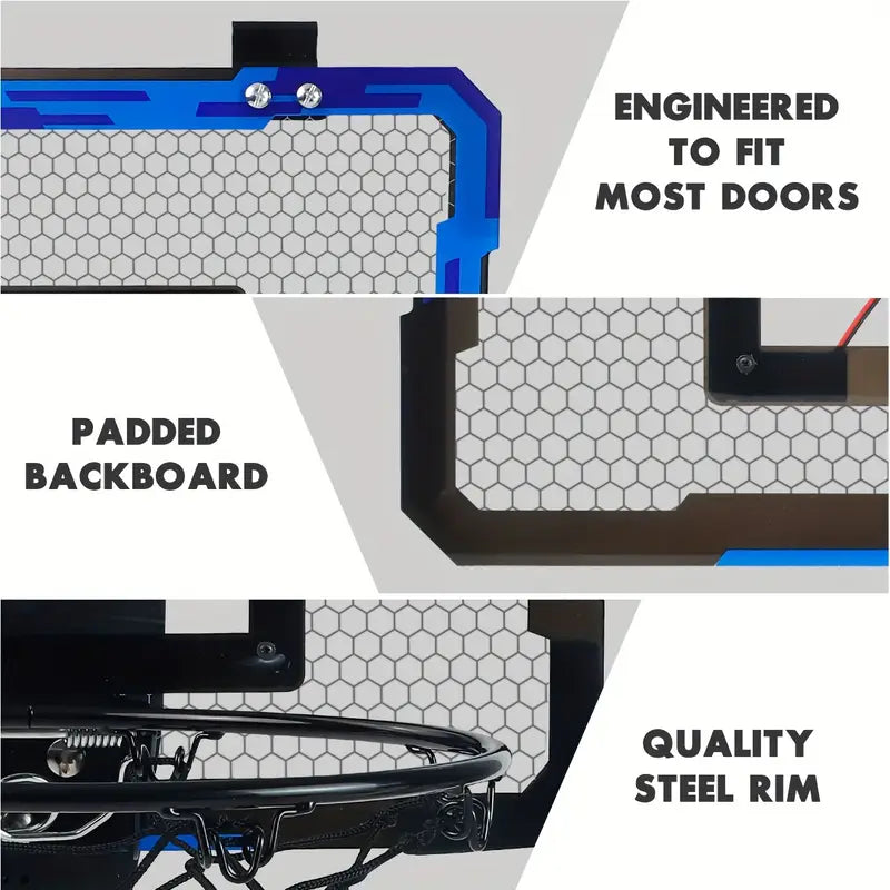 HoopBlaze Mini Basketball Arcade – LED Over-Door Hoop Set