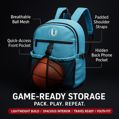 HoopHaul Basketball Backpack – Durable Sports Bag for School, Travel & Outdoor Play