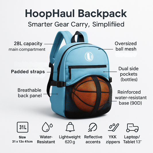 HoopHaul Basketball Backpack – Durable Sports Bag for School, Travel & Outdoor Play