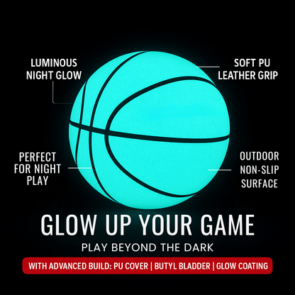 Radiant Bounce Luminous Basketball – PU Leather, Wear-Resistant, Non-Slip Outdoor Ball