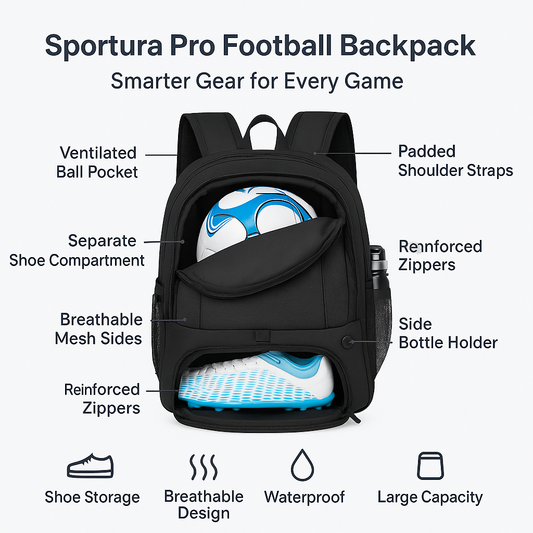 Sportura Pro – Football Backpack with Separate Shoe Compartment