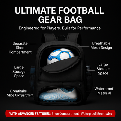 Sportura Pro – Football Backpack with Separate Shoe Compartment