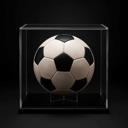 TrophyCube Elite – Acrylic Football Display Case with Stand