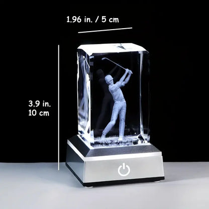 LumiCraft Crystal Glow – 3D Engraved Golfer LED Night Light
