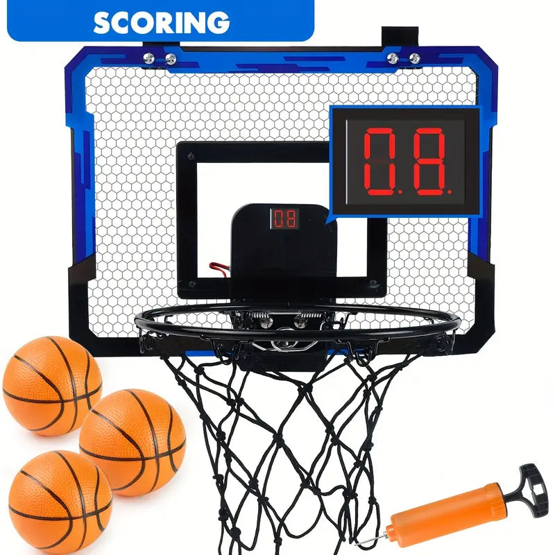 HoopBlaze Mini Basketball Arcade – LED Over-Door Hoop Set