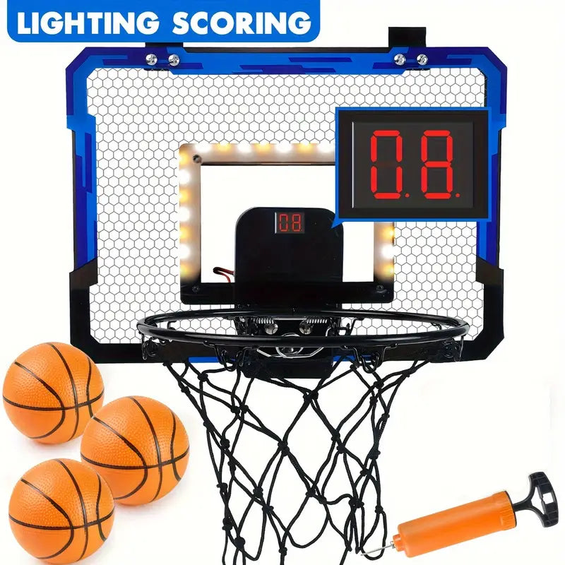 HoopBlaze Mini Basketball Arcade – LED Over-Door Hoop Set