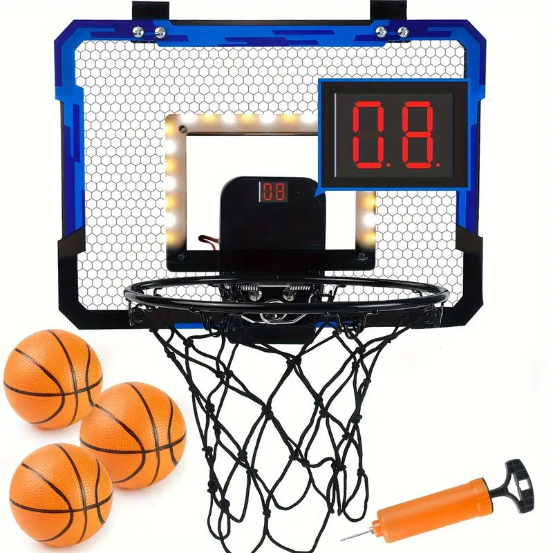 HoopBlaze Mini Basketball Arcade – LED Over-Door Hoop Set