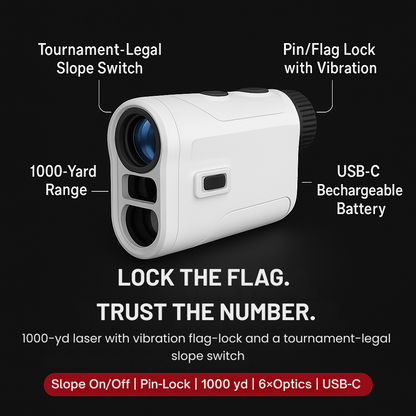 FlagLock One – Golf Rangefinder with Pin Lock & 1000-Yard Accuracy