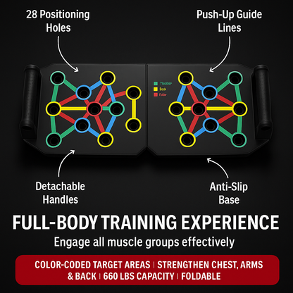 CoreGrid 28 Push Up Board with Resistance Bands – Full Body Home Workout System