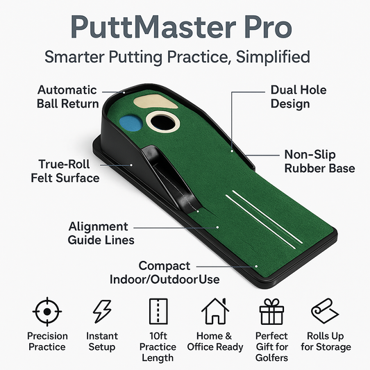 PuttMaster Pro – Indoor Golf Putting Mat with Automatic Ball Return
